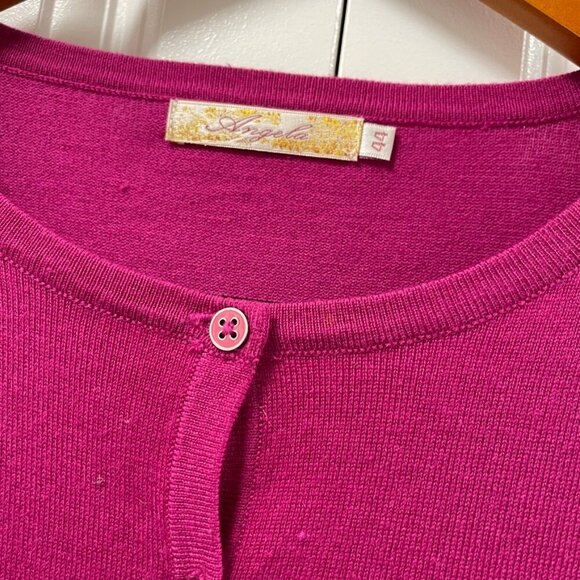 Vintage Wool Blend Button Cardigan Magenta - Picture 3 of 10